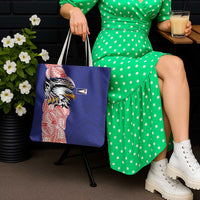 American Samoa Flag Day Tote Bag Tribal Tattoo with Eagle Blue-Red