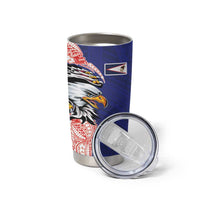 American Samoa Flag Day Tumbler Cup Tribal Tattoo with Eagle Blue-Red