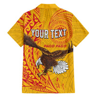 Personalised American Samoa Flag Day Family Matching Long Sleeve Bodycon Dress and Hawaiian Shirt Fautasi Race Pago Pago-Aeto Eagle Wings Tribal Style