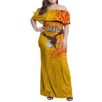 Personalised American Samoa Flag Day Family Matching Off Shoulder Maxi Dress and Hawaiian Shirt Fautasi Race Pago Pago-Aeto Eagle Wings Tribal Style