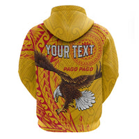 Personalised American Samoa Flag Day Hoodie Fautasi Race Pago Pago-Aeto Eagle Wings Tribal Style