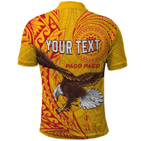 Personalised American Samoa Flag Day Polo Shirt Fautasi Race Pago Pago-Aeto Eagle Wings Tribal Style