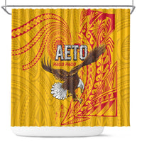 American Samoa Flag Day Shower Curtain Fautasi Race Pago Pago-Aeto Eagle Wings Tribal Style