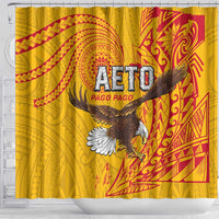 American Samoa Flag Day Shower Curtain Fautasi Race Pago Pago-Aeto Eagle Wings Tribal Style