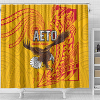 American Samoa Flag Day Shower Curtain Fautasi Race Pago Pago-Aeto Eagle Wings Tribal Style
