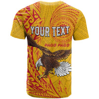 Personalised American Samoa Flag Day T Shirt Fautasi Race Pago Pago-Aeto Eagle Wings Tribal Style