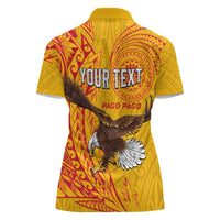 Personalised American Samoa Flag Day Women Polo Shirt Fautasi Race Pago Pago-Aeto Eagle Wings Tribal Style