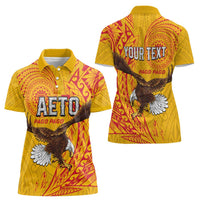 Personalised American Samoa Flag Day Women Polo Shirt Fautasi Race Pago Pago-Aeto Eagle Wings Tribal Style