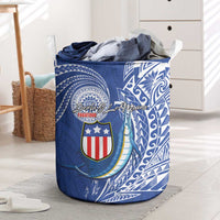 American Samoa Flag Day Laundry Basket Fautasi Race Fagatogo-Iseula O Le Moana Sailfish Tribal Style