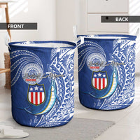 American Samoa Flag Day Laundry Basket Fautasi Race Fagatogo-Iseula O Le Moana Sailfish Tribal Style