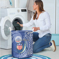 American Samoa Flag Day Laundry Basket Fautasi Race Fagatogo-Iseula O Le Moana Sailfish Tribal Style