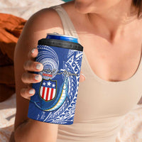 American Samoa Flag Day 4 in 1 Can Cooler Tumbler Fautasi Race Fagatogo-Iseula O Le Moana Sailfish Tribal Style