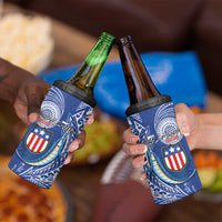 American Samoa Flag Day 4 in 1 Can Cooler Tumbler Fautasi Race Fagatogo-Iseula O Le Moana Sailfish Tribal Style