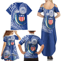 Personalised American Samoa Flag Day Family Matching Summer Maxi Dress and Hawaiian Shirt Fautasi Race Fagatogo-Iseula O Le Moana Sailfish Tribal Style
