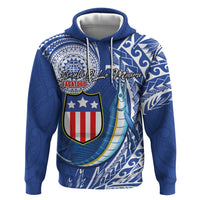 Personalised American Samoa Flag Day Hoodie Fautasi Race Fagatogo-Iseula O Le Moana Sailfish Tribal Style