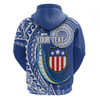 Personalised American Samoa Flag Day Hoodie Fautasi Race Fagatogo-Iseula O Le Moana Sailfish Tribal Style