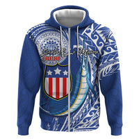 Personalised American Samoa Flag Day Hoodie Fautasi Race Fagatogo-Iseula O Le Moana Sailfish Tribal Style