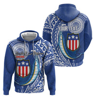 Personalised American Samoa Flag Day Hoodie Fautasi Race Fagatogo-Iseula O Le Moana Sailfish Tribal Style