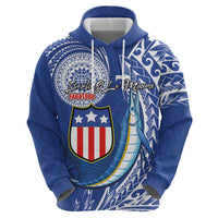 Personalised American Samoa Flag Day Hoodie Fautasi Race Fagatogo-Iseula O Le Moana Sailfish Tribal Style