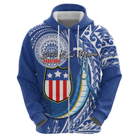 Personalised American Samoa Flag Day Hoodie Fautasi Race Fagatogo-Iseula O Le Moana Sailfish Tribal Style