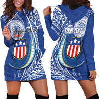 Personalised American Samoa Flag Day Hoodie Dress Fautasi Race Fagatogo-Iseula O Le Moana Sailfish Tribal Style