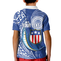 Personalised American Samoa Flag Day Kid Polo Shirt Fautasi Race Fagatogo-Iseula O Le Moana Sailfish Tribal Style