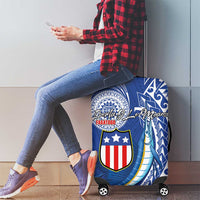 American Samoa Flag Day Luggage Cover Fautasi Race Fagatogo-Iseula O Le Moana Sailfish Tribal Style