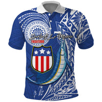 Personalised American Samoa Flag Day Polo Shirt Fautasi Race Fagatogo-Iseula O Le Moana Sailfish Tribal Style