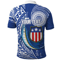 Personalised American Samoa Flag Day Polo Shirt Fautasi Race Fagatogo-Iseula O Le Moana Sailfish Tribal Style