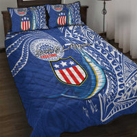American Samoa Flag Day Quilt Bed Set Fautasi Race Fagatogo-Iseula O Le Moana Sailfish Tribal Style