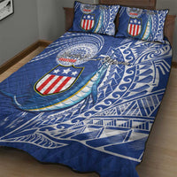 American Samoa Flag Day Quilt Bed Set Fautasi Race Fagatogo-Iseula O Le Moana Sailfish Tribal Style