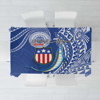 American Samoa Flag Day Tablecloth Fautasi Race Fagatogo-Iseula O Le Moana Sailfish Tribal Style