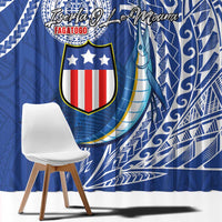 American Samoa Flag Day Window Curtain Fautasi Race Fagatogo-Iseula O Le Moana Sailfish Tribal Style