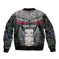 New Zealand Hei Tiki Sleeve Zip Bomber Jacket Maori Green Papua Shell Pattern LT03 - Polynesian Pride