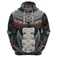 New Zealand Hei Tiki Zip Hoodie Maori Green Papua Shell Pattern LT03 - Polynesian Pride