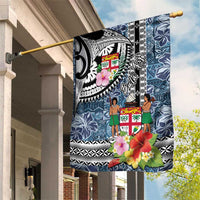 Fiji Day Garden Flag Traditional Tapa with Hibiscus and Emblems