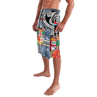 Fiji Day Lavalava Traditional Tapa with Hibiscus and Emblems