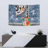Fiji Day Tapestry Traditional Tapa with Hibiscus and Emblems