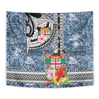 Fiji Day Tapestry Traditional Tapa with Hibiscus and Emblems