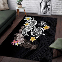 Hawaiian Tropical Plumeria Turtles Area Rug Polynesian Art Tattoo