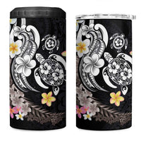 Hawaiian Tropical Plumeria Turtles 4 in 1 Can Cooler Tumbler Polynesian Art Tattoo