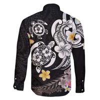 Hawaiian Tropical Plumeria Turtles Family Matching Off The Shoulder Long Sleeve Dress and Hawaiian Shirt Polynesian Art Tattoo