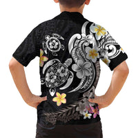 Hawaiian Tropical Plumeria Turtles Family Matching Off Shoulder Maxi Dress and Hawaiian Shirt Polynesian Art Tattoo