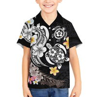 Hawaiian Tropical Plumeria Turtles Family Matching Off Shoulder Maxi Dress and Hawaiian Shirt Polynesian Art Tattoo