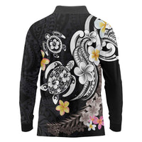 Hawaiian Tropical Plumeria Turtles Long Sleeve Polo Shirt Polynesian Art Tattoo LT03 - Polynesian Pride