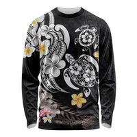 Hawaiian Tropical Plumeria Turtles Long Sleeve Shirt Polynesian Art Tattoo