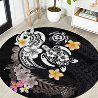 Hawaiian Tropical Plumeria Turtles Round Carpet Polynesian Art Tattoo