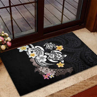 Hawaiian Tropical Plumeria Turtles Rubber Doormat Polynesian Art Tattoo