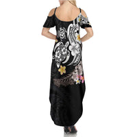 Hawaiian Tropical Plumeria Turtles Summer Maxi Dress Polynesian Art Tattoo