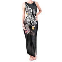 Hawaiian Tropical Plumeria Turtles Tank Maxi Dress Polynesian Art Tattoo